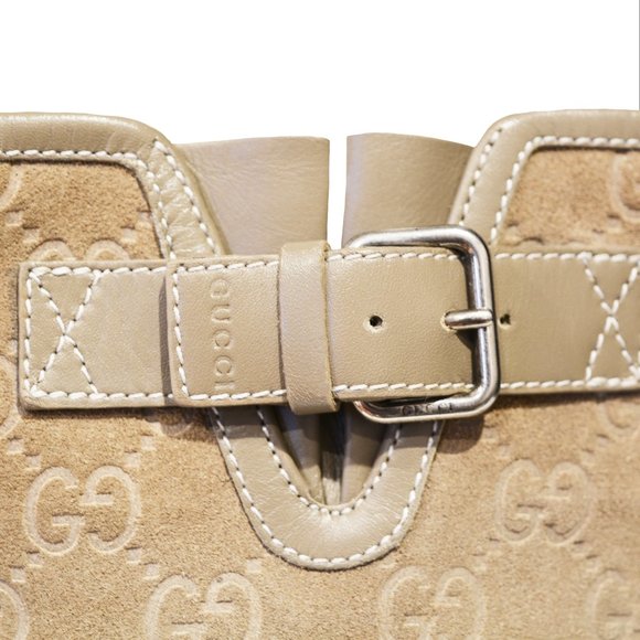 GUCCI “Double G” Embossed Mid-Calf Boots - Suede & Leather -In Original Box-RARE - Picture 8 of 16